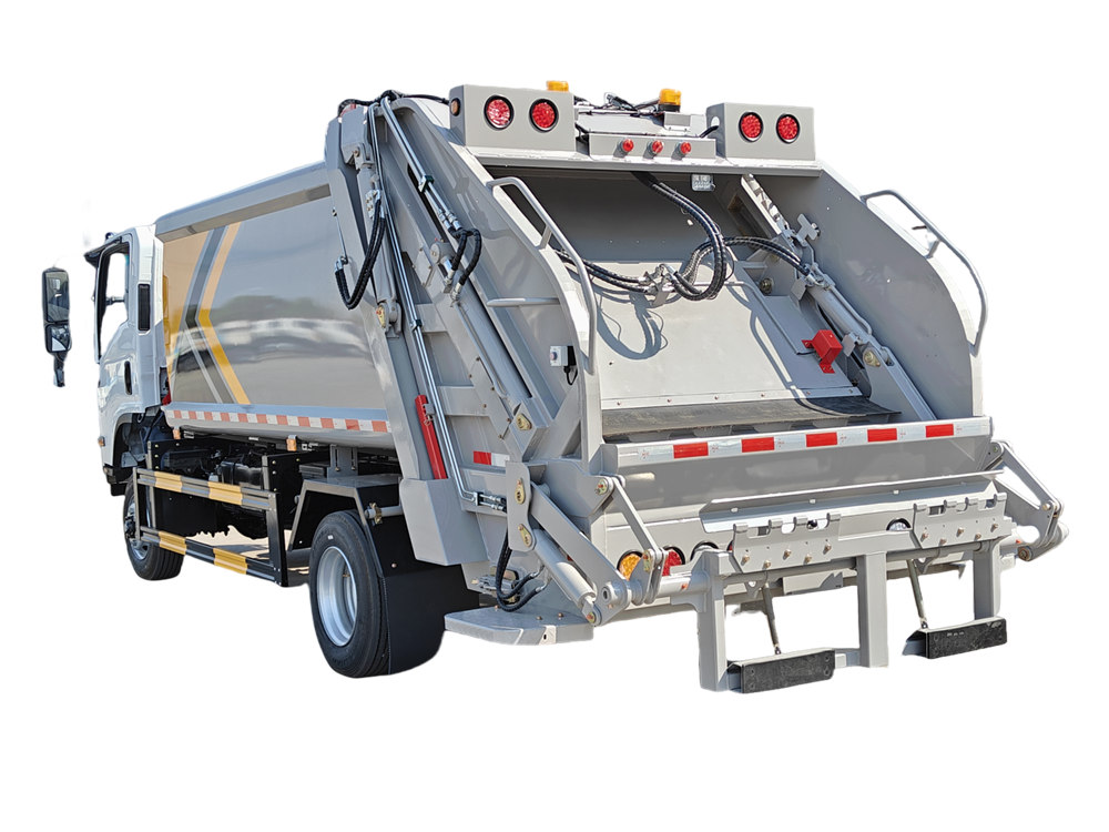 Isuzu rear load dumpster truck