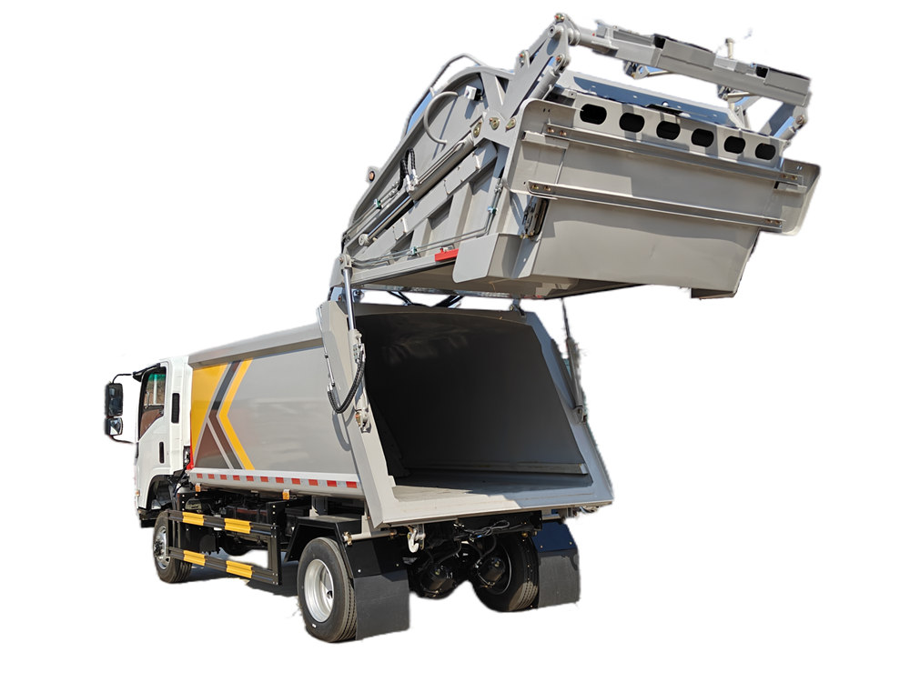 Isuzu rear load dumpster truck