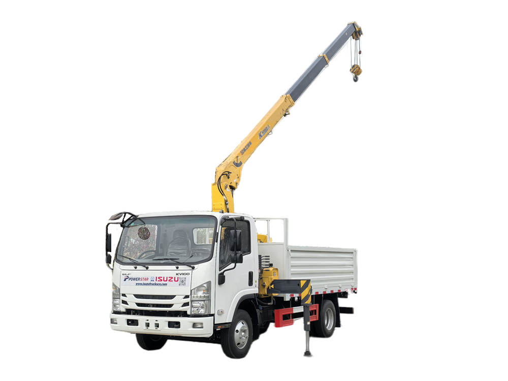 Isuzu utility service truck with crane