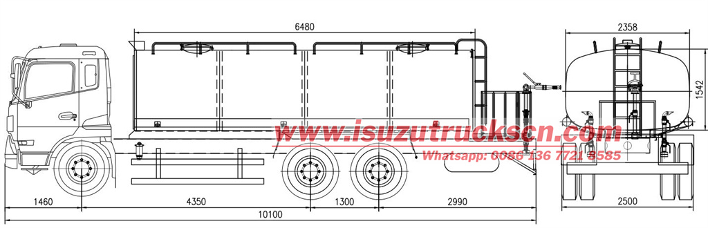 Isuzu giga water tanker truck drawing