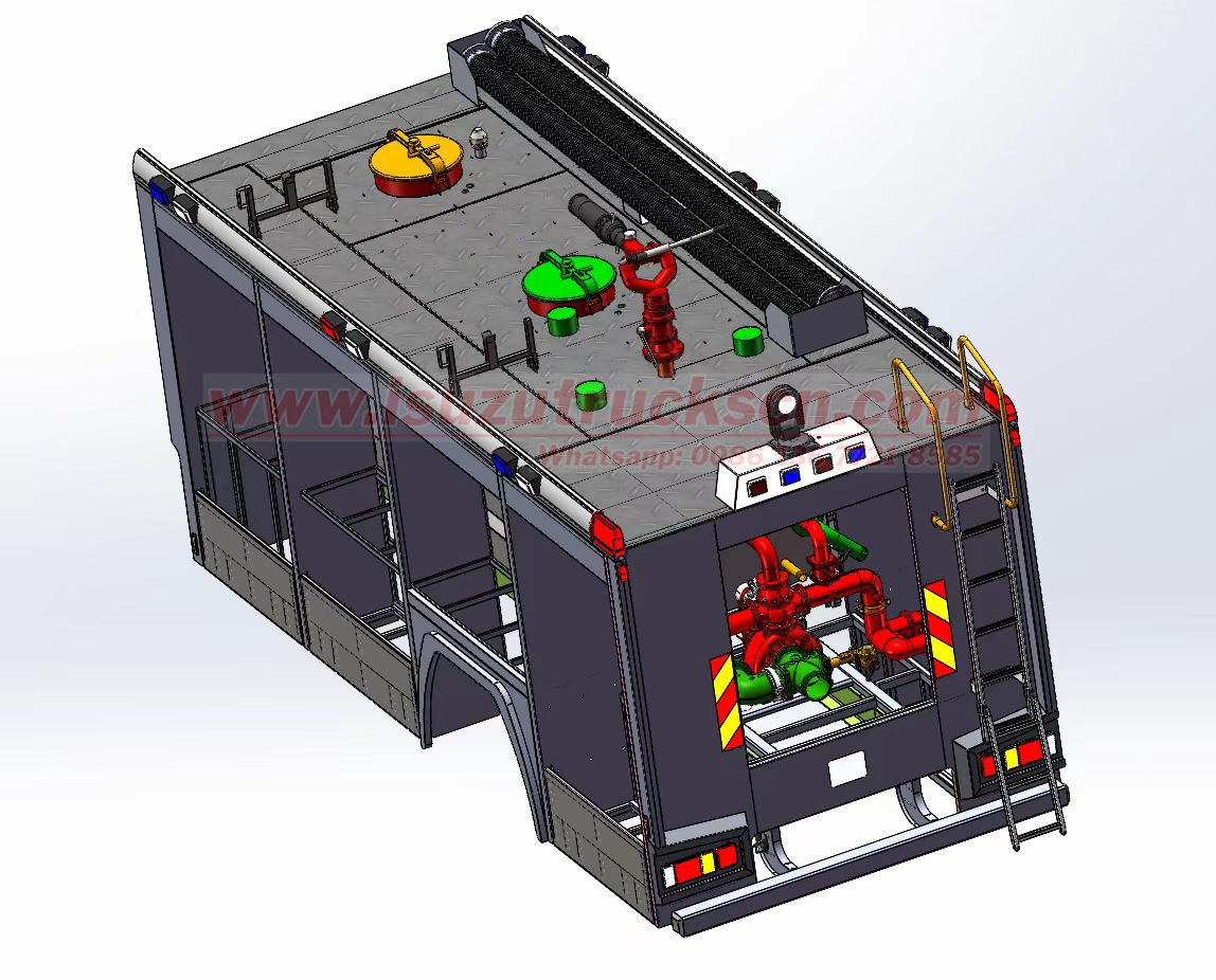technical drawing for 6HK1 engine Isuzu foam fire pumper truck