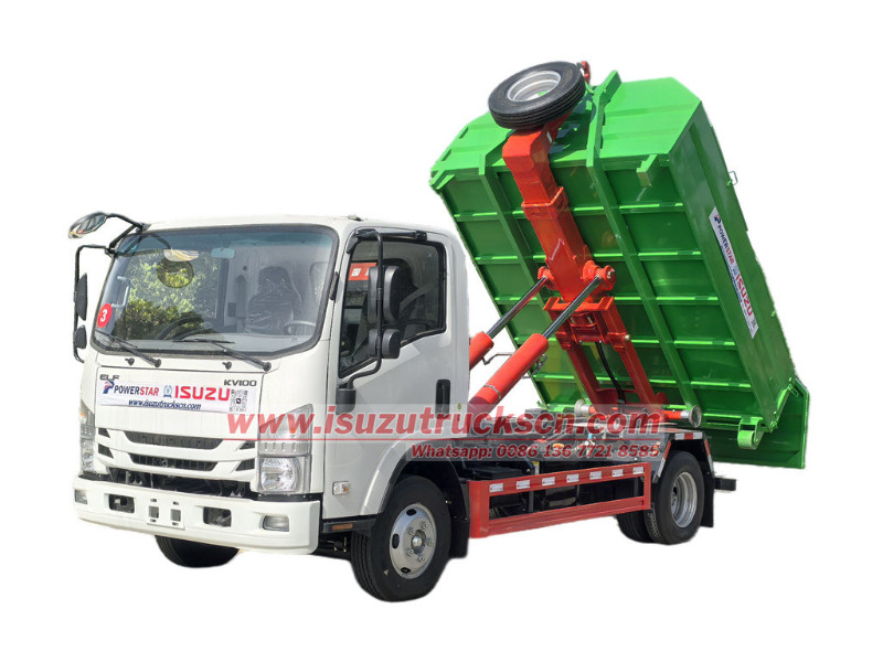 ISUZU NKR hook loader garbage truck