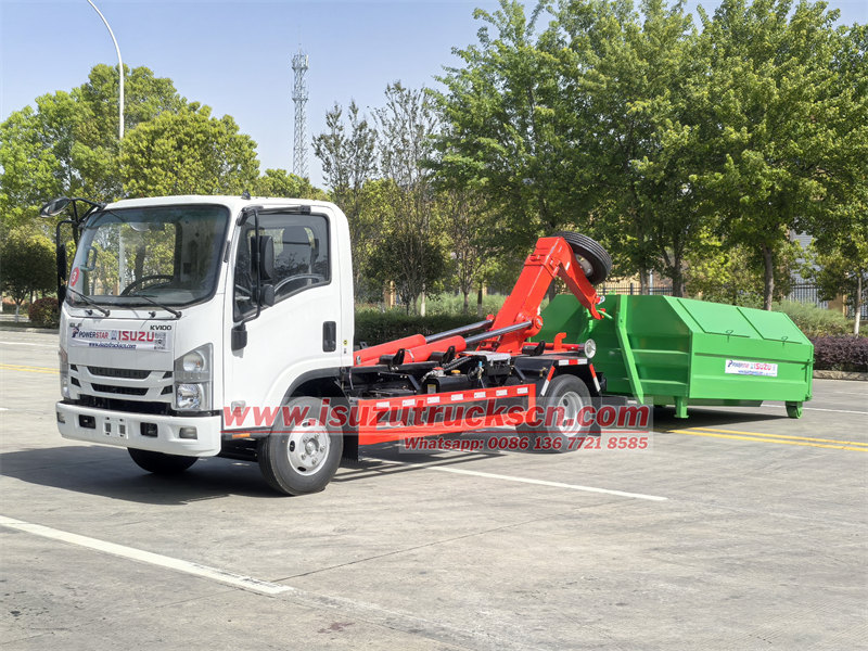 ISUZU NKR hooklift dumpster truck