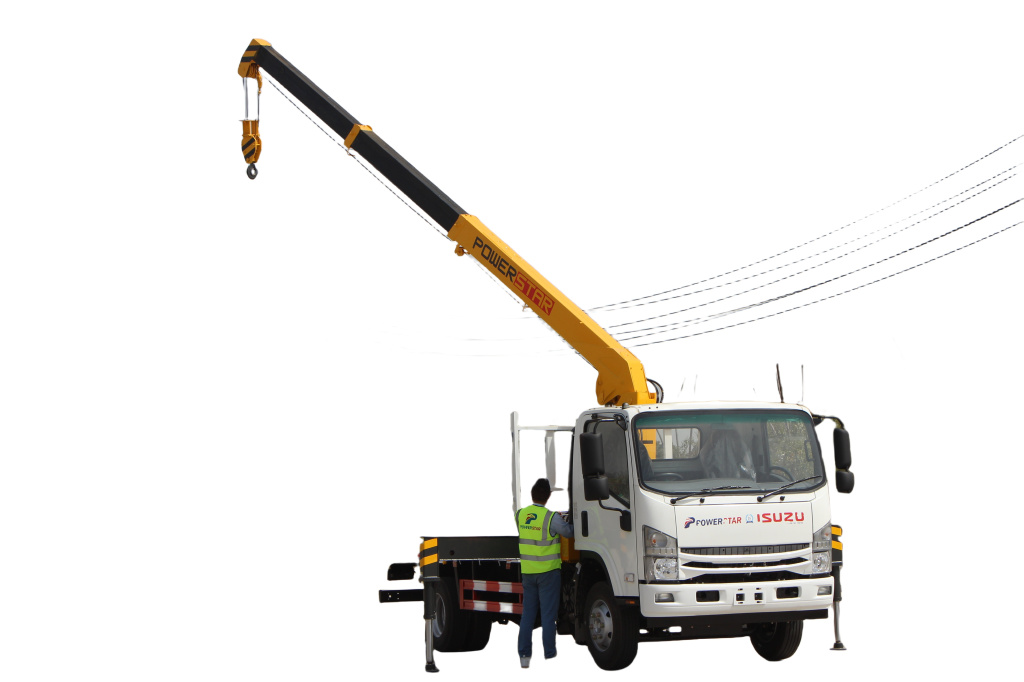 Isuzu NPR Right hand drive Crane cargo truck