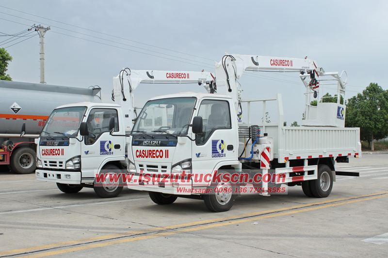 Isuzu boom crane with basket