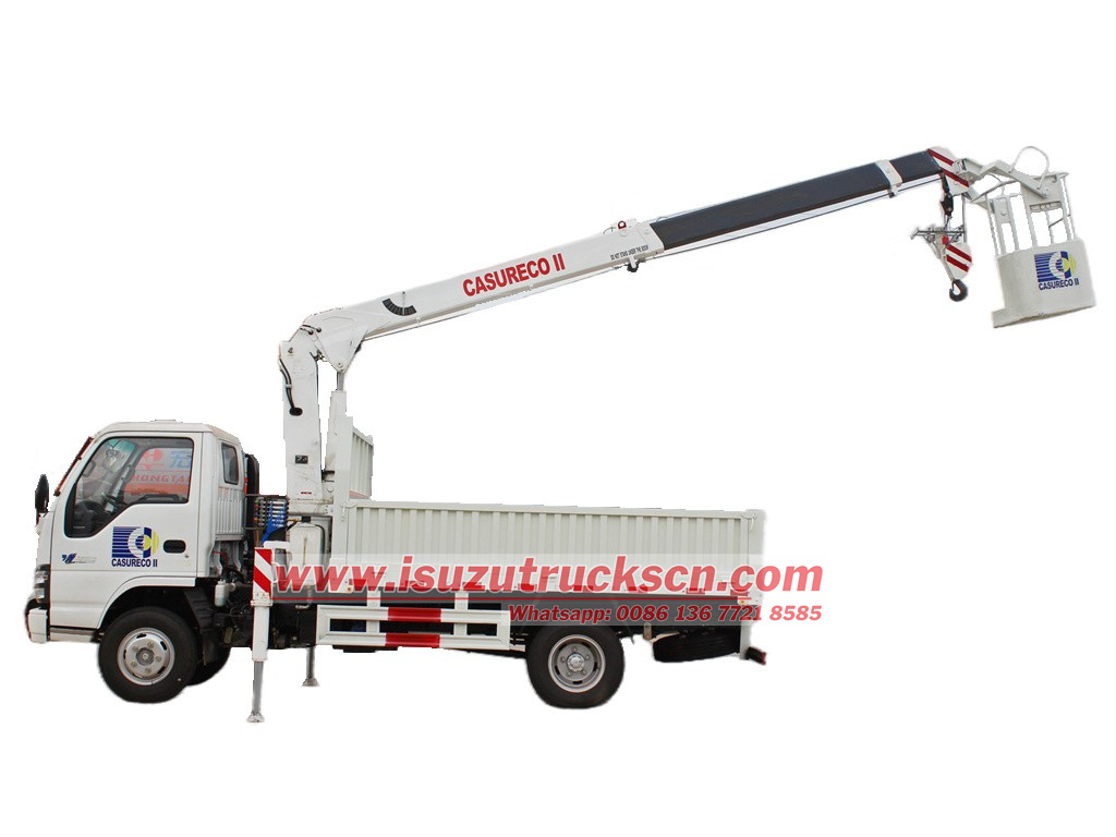 Isuzu boom crane with basket