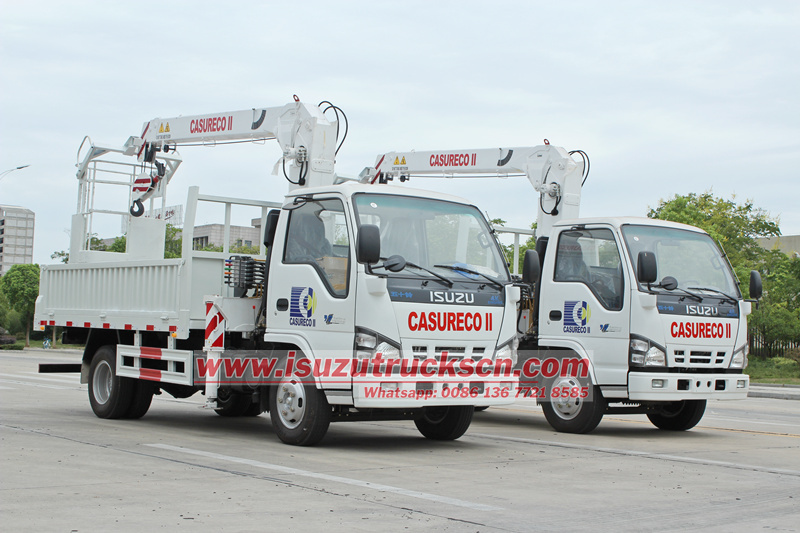 Isuzu boom crane with basket