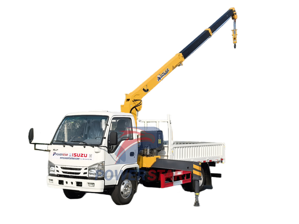 POWERSTAR Isuzu 100P cargo truck mounted 3.2T boom crane