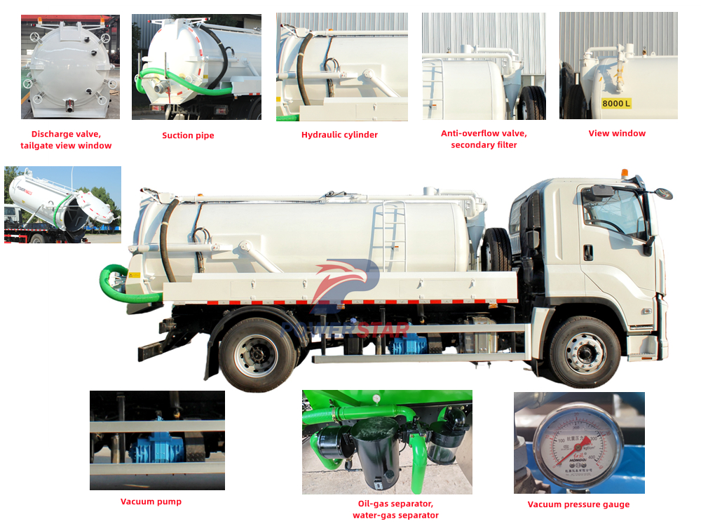  12cbm vacuum truck structure drawing