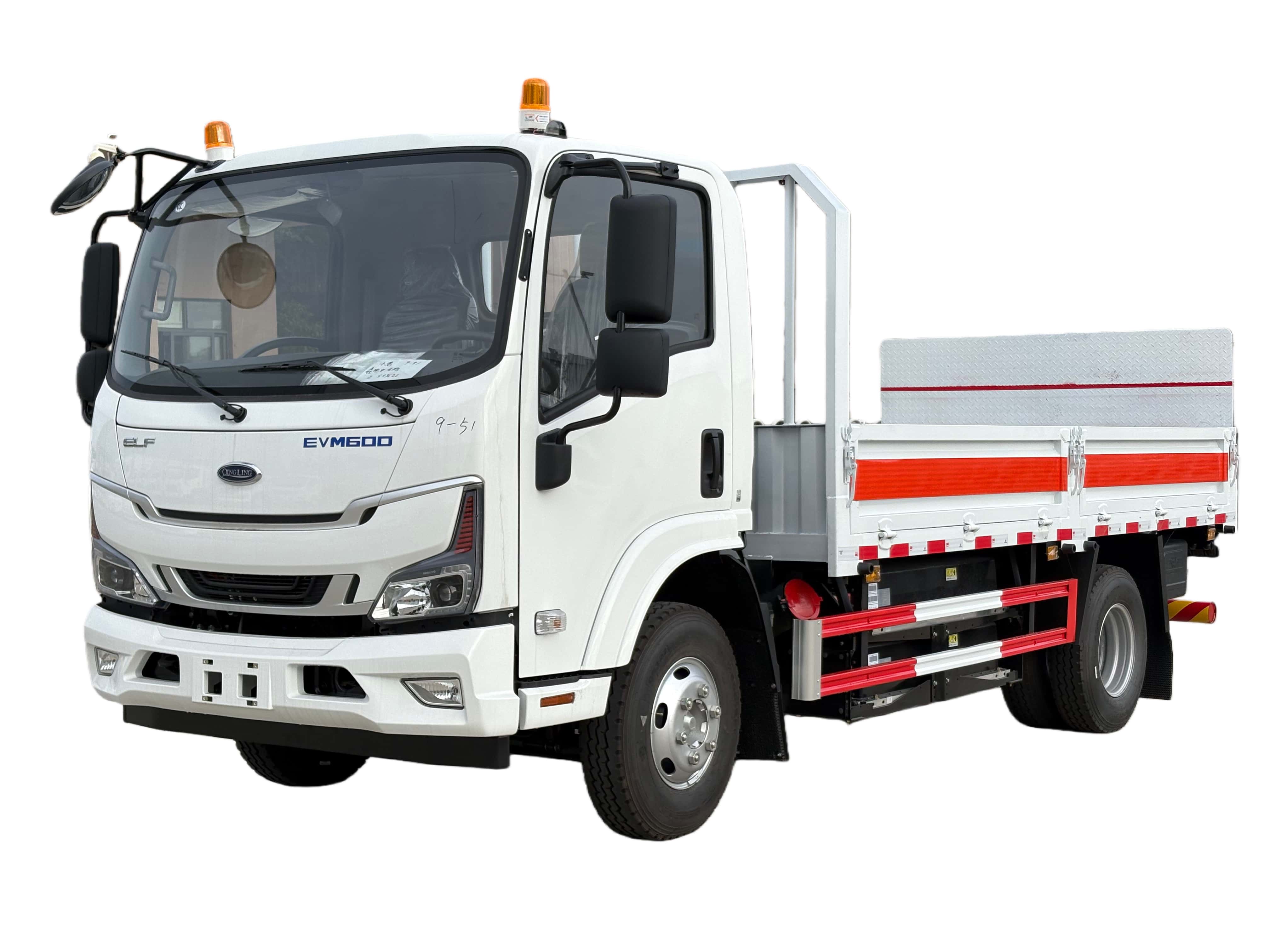 Isuzu electric EV cargo truck with platform