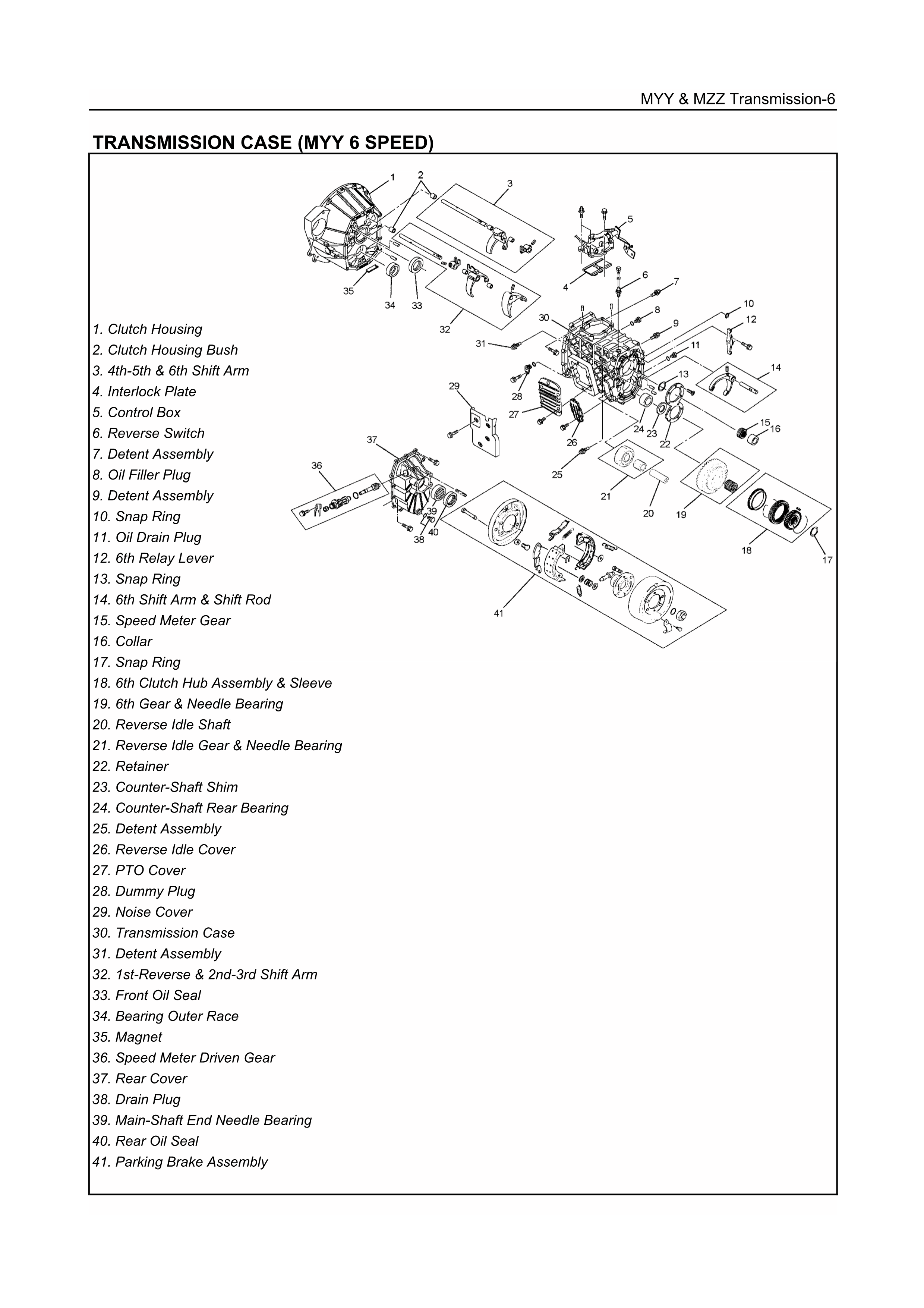 MYY 6shift gearbox transmission technical drawing