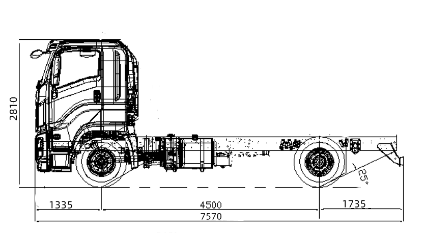 technical drawing of Isuzu FVR GIGA chassis 