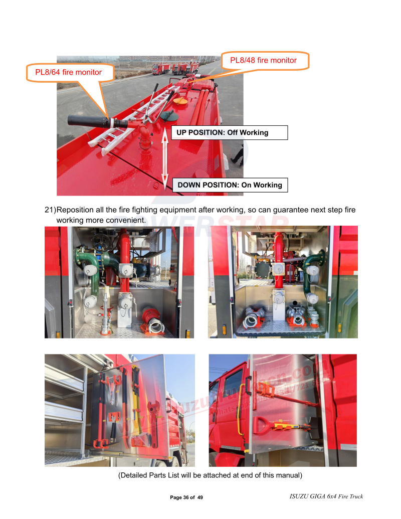 ISUZU GIGA 12T Water Foam Fire Fighting vehicle manual