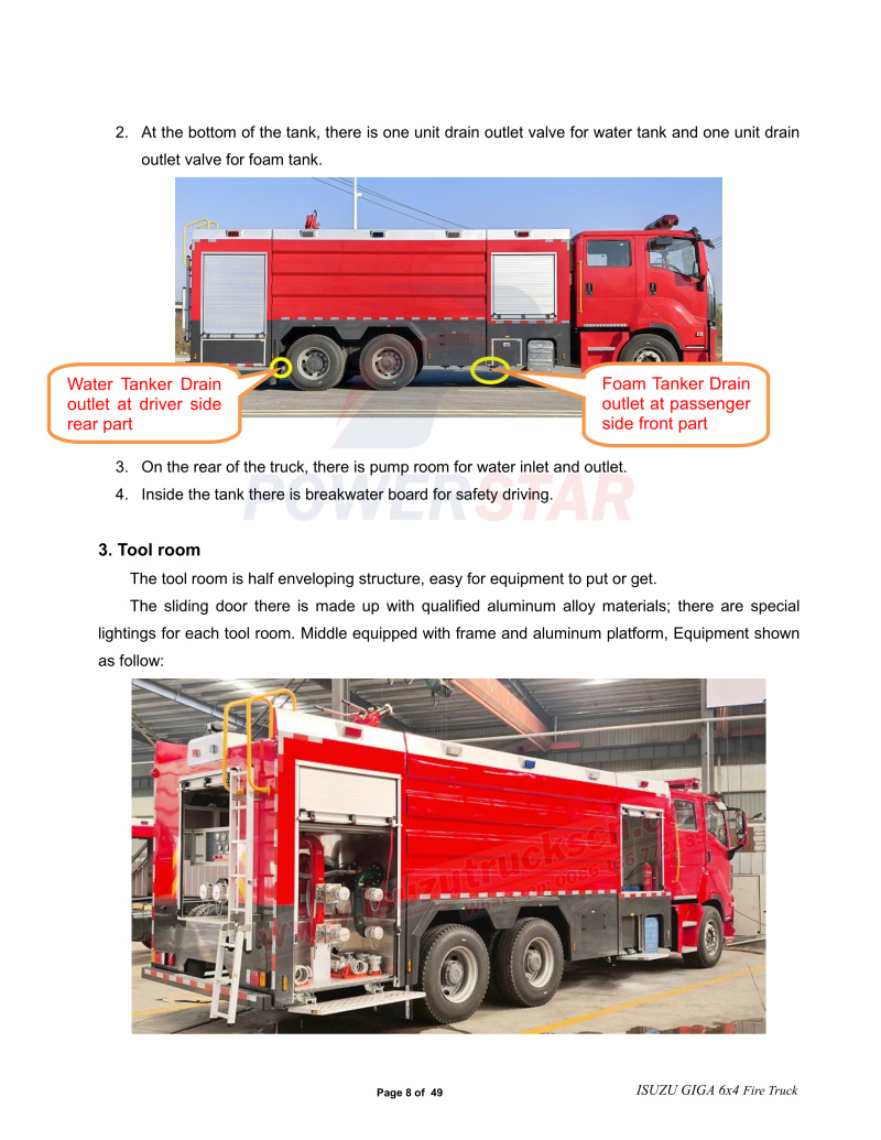 ISUZU GIGA 12T Water Foam Fire Fighting vehicle manual