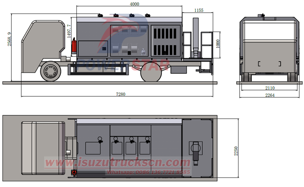 Isuzu NPR 700P 4x4 Automatic RHD Lubrication Service Truck Technical Drawing