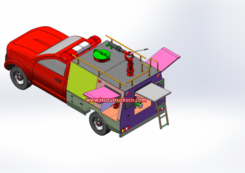 Isuzu all drive Pickup Fire Truck drawing