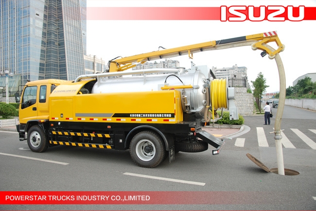 10wheesl Isuzu brand Combined Sewer Jetting Vacuum Trucks