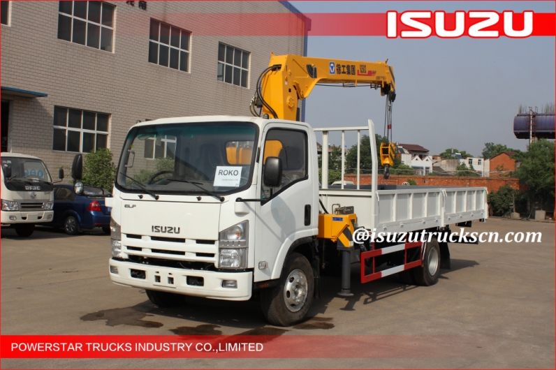 Hot sale ISUZU 4*2 5T dump truck with crane/truck mounted crane