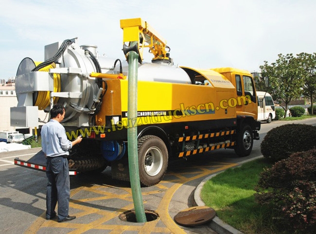 10wheesl Isuzu brand Combined Sewer Jetting Vacuum Trucks