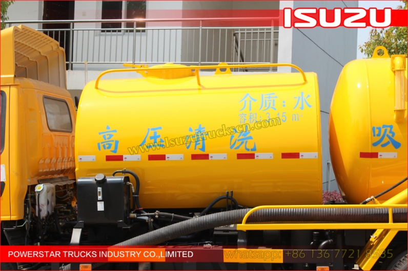 japanese NKR ELF FTR 6000Liter Isuzu Sewer Cleaning Combination Vacuum Jetting Trucks