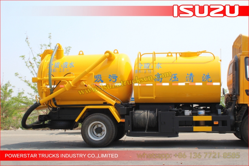 japanese NKR ELF FTR 6000Liter Isuzu Sewer Cleaning Combination Vacuum Jetting Trucks