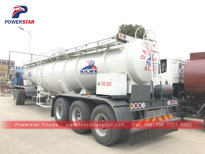 Powerstar Acetic Acid Tanker Semi Trailer 3 Axles For Transport Acetic Acid