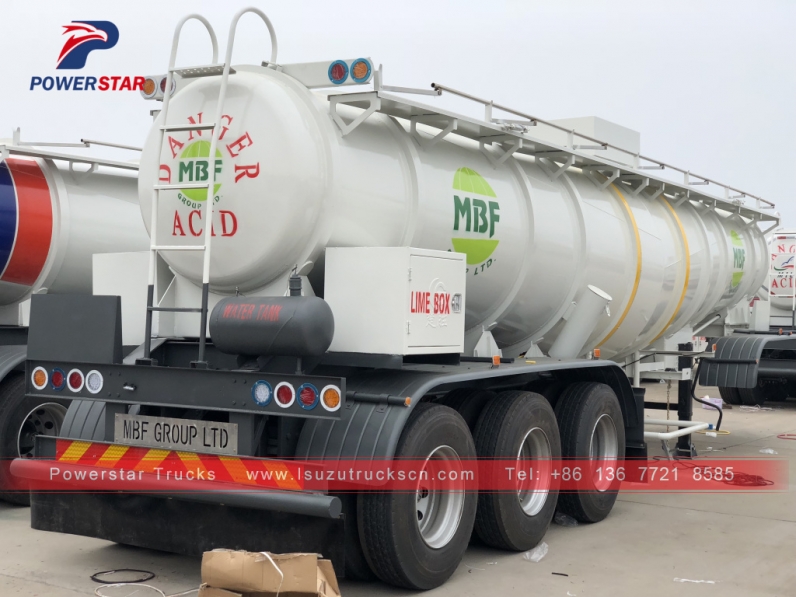 Powerstar Acetic Acid Tanker Semi Trailer 3 Axles For Transport Acetic Acid