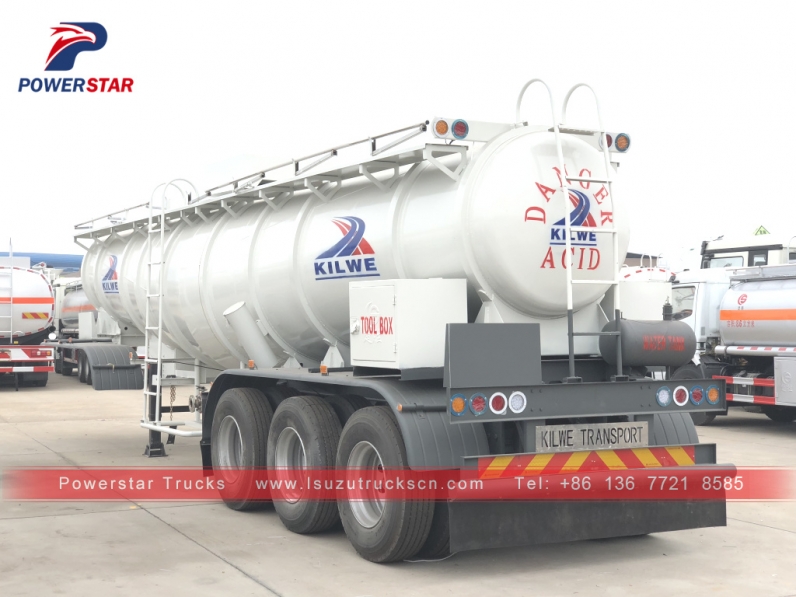 Powerstar Acetic Acid Tanker Semi Trailer 3 Axles For Transport Acetic Acid