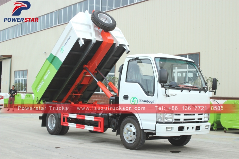 Mongolia isuzu Container removable garbage truck for sale