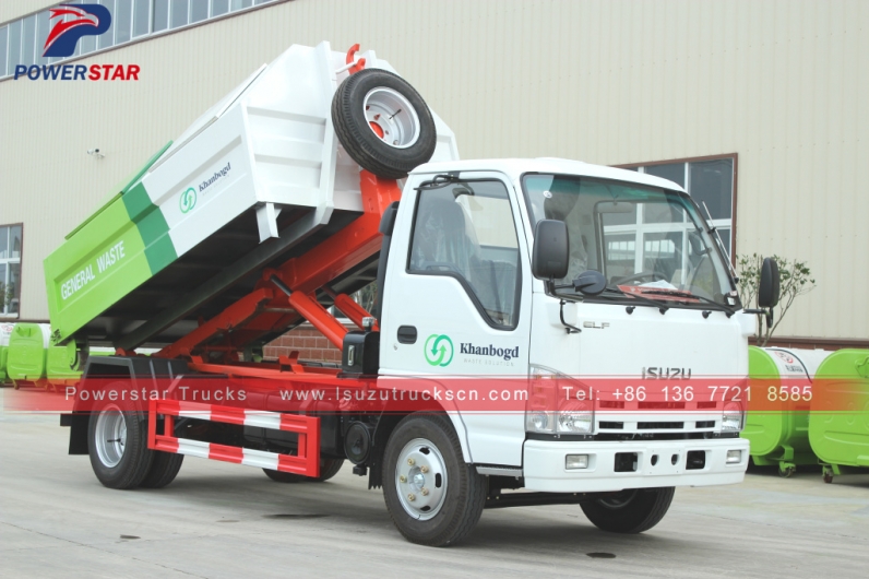 Mongolia isuzu Container removable garbage truck for sale