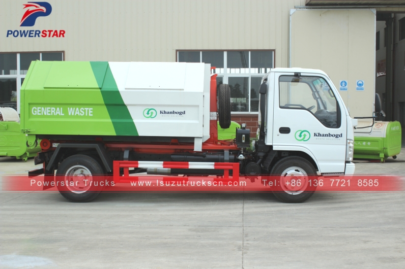 Mongolia isuzu Container removable garbage truck for sale