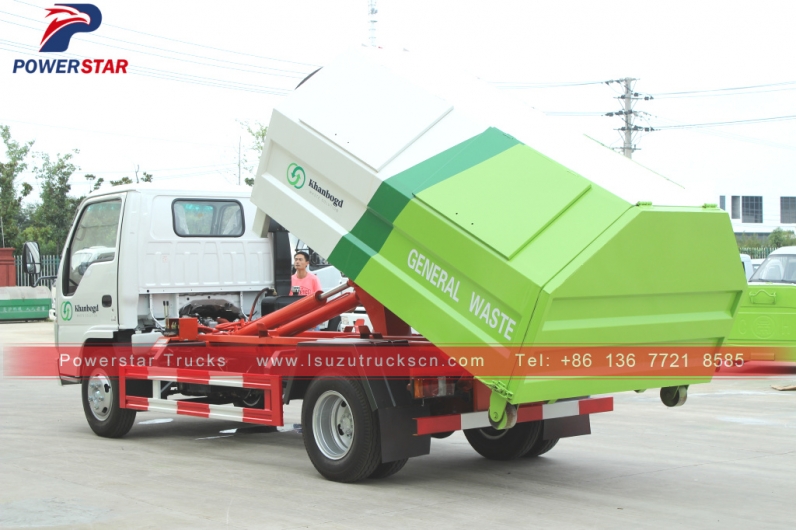 Mongolia isuzu Container removable garbage truck for sale