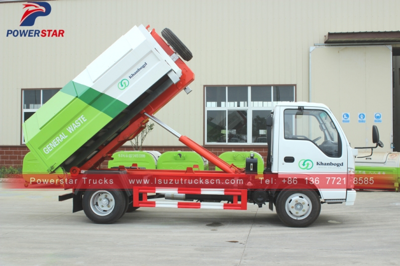 Mongolia isuzu Container removable garbage truck for sale