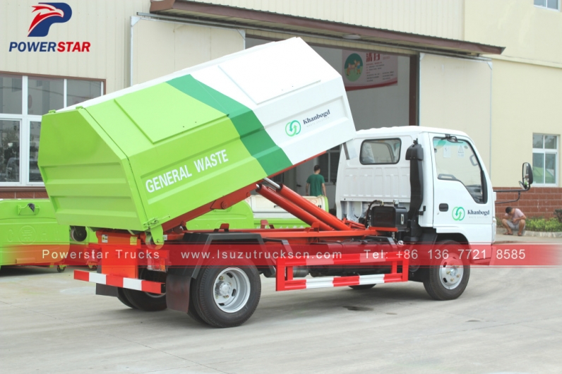 Mongolia isuzu Container removable garbage truck for sale