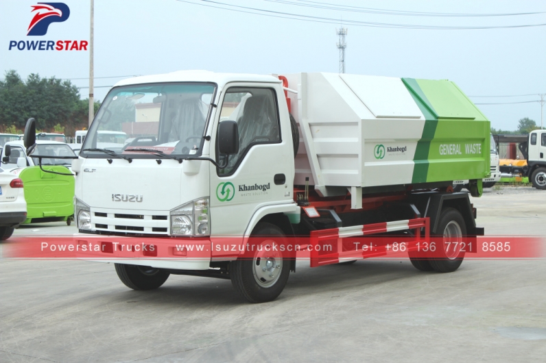 Mongolia isuzu Container removable garbage truck for sale