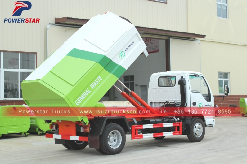Mongolia isuzu Container removable garbage truck for sale