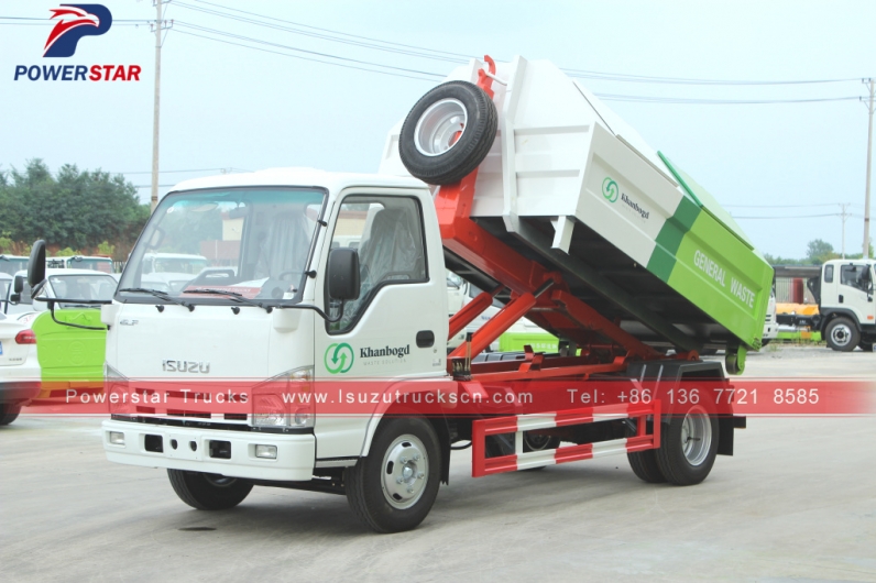 Mongolia isuzu Container removable garbage truck for sale