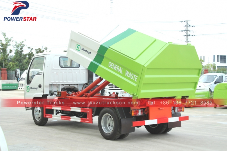 Mongolia isuzu Container removable garbage truck for sale