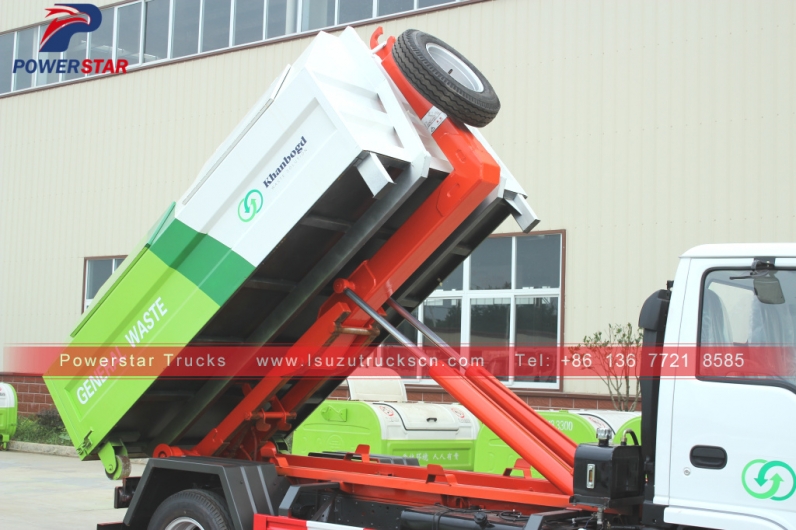 Mongolia isuzu Container removable garbage truck for sale