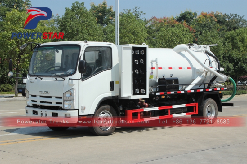 Isuzu Fecal Suction Sewage Truck with ITALY Vacuum Pump small 5000L Sewel Jetting