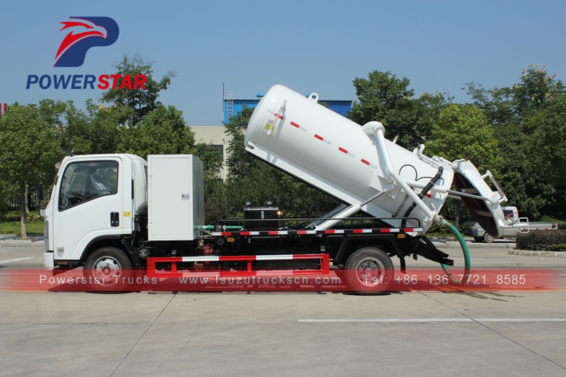 Isuzu Fecal Suction Sewage Truck with ITALY Vacuum Pump small 5000L Sewel Jetting