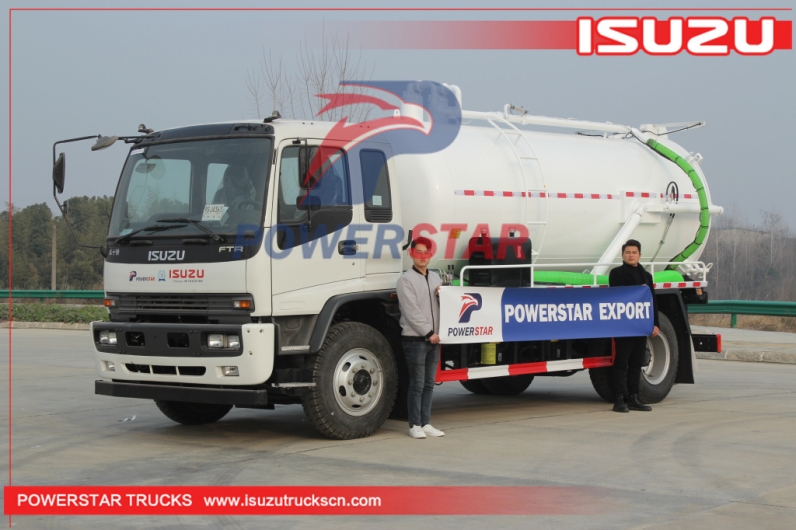 ISUZU FTR septic truck 14cbm fecal vacuum sewage tank pump suction clean truck