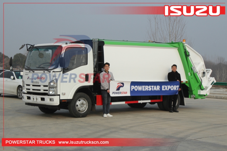 Ethiopia New ISUZU Compression refuse collector npr elf Garbage Truck for sale