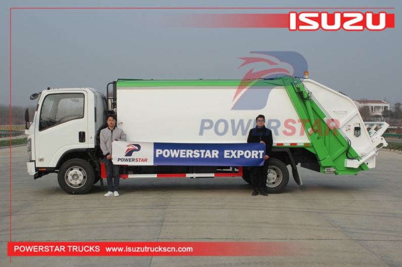 Ethiopia New ISUZU Compression refuse collector npr elf Garbage Truck for sale