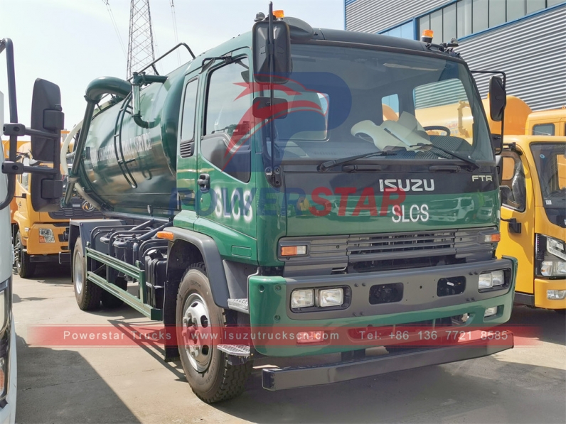 ISUZU FTR cesspit emptier 10cbm vacuum sewage tank truck export to Sierra Leone