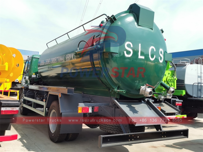 ISUZU FTR cesspit emptier 10cbm vacuum sewage tank truck export to Sierra Leone