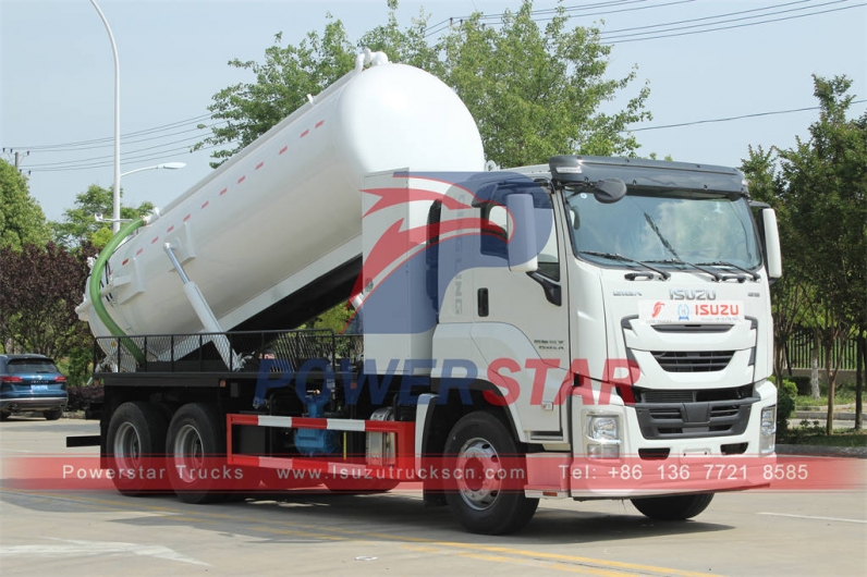 ISUZU GIGA 6×4 vacuum sewage truck gully emptier with Italy MORO pump PM110W