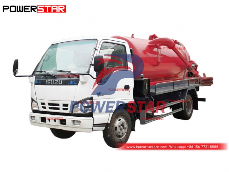 Japan brand ISUZU 130HP 5000L vacuum sewage truck at best price