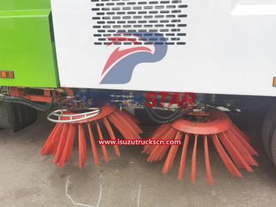 Isuzu Street sweeper combines water and brooms