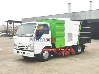 Isuzu Street sweeper combines water and brooms